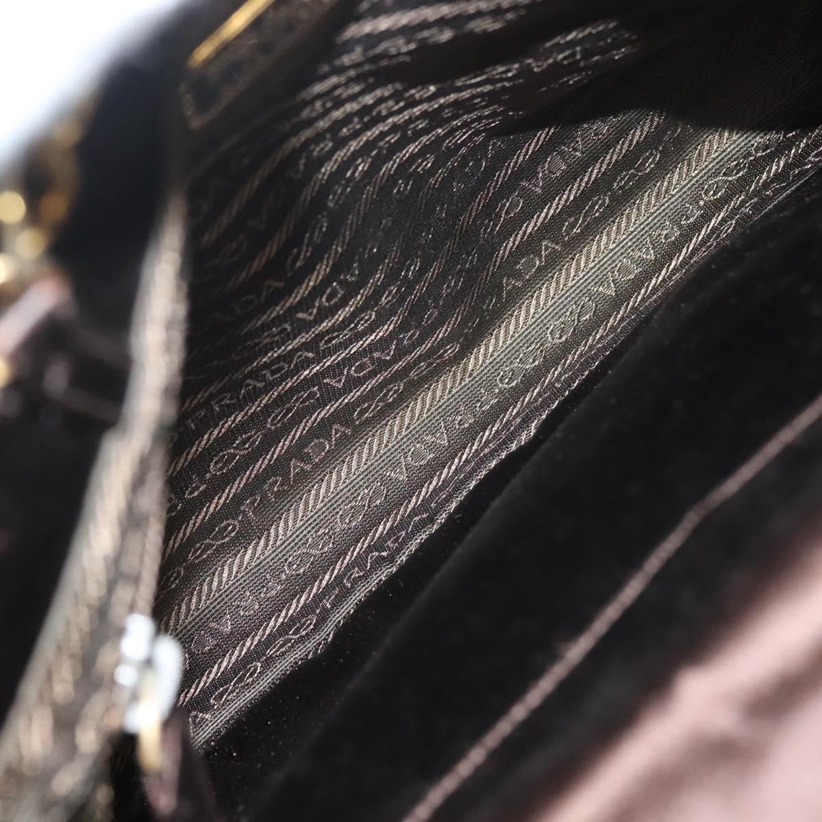 PRADA Chain Tote Bag Satin Brown Gold Auth 127862