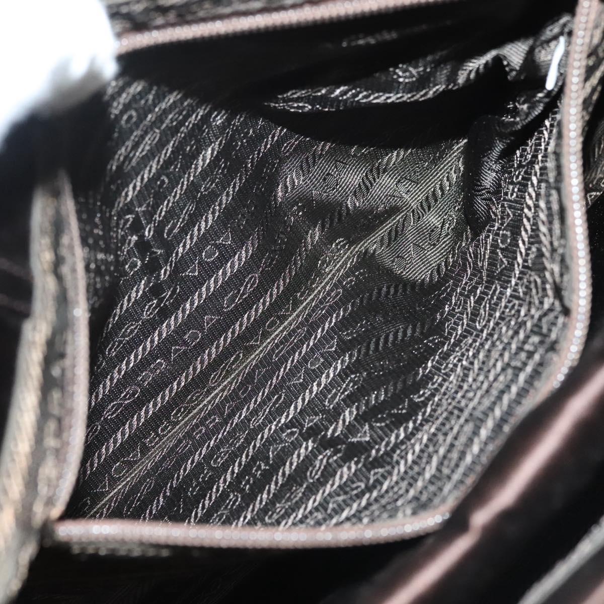 PRADA Chain Tote Bag Satin Brown Gold Auth 127862