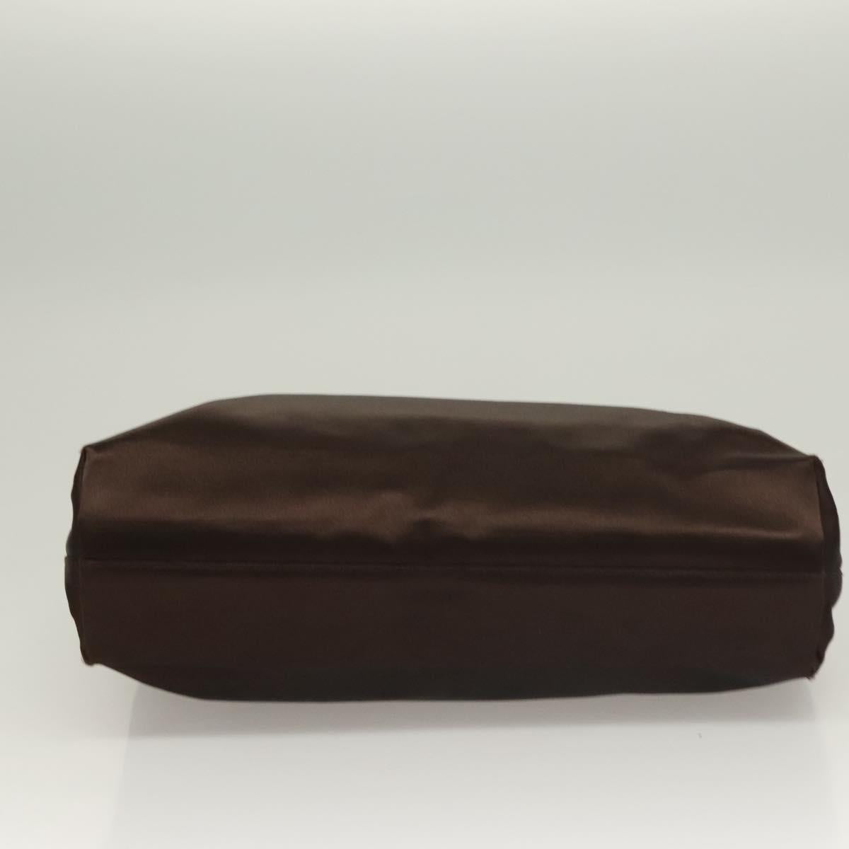 PRADA Chain Tote Bag Satin Brown Gold Auth 127862