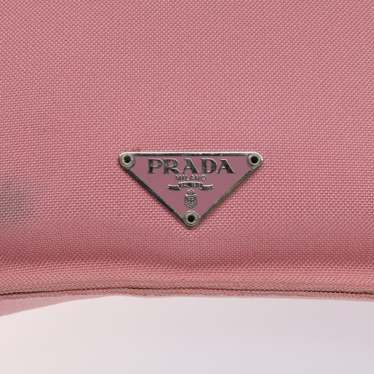 PRADA Shoulder Bag Canvas Pink Silver Auth 127866