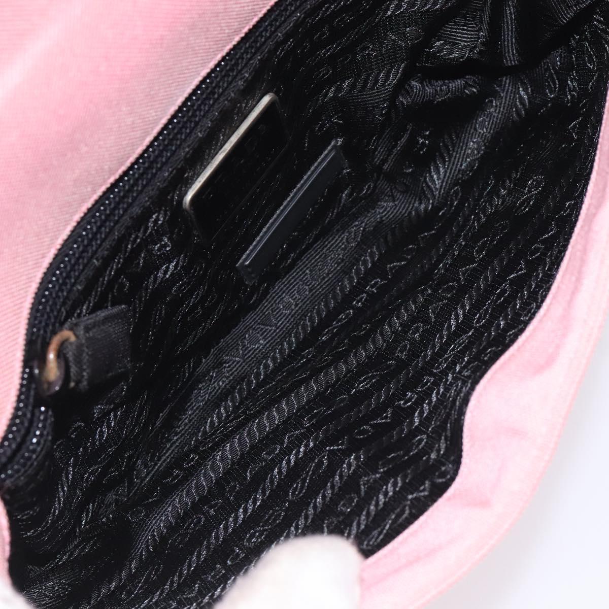 PRADA Shoulder Bag Canvas Pink Silver Auth 127866