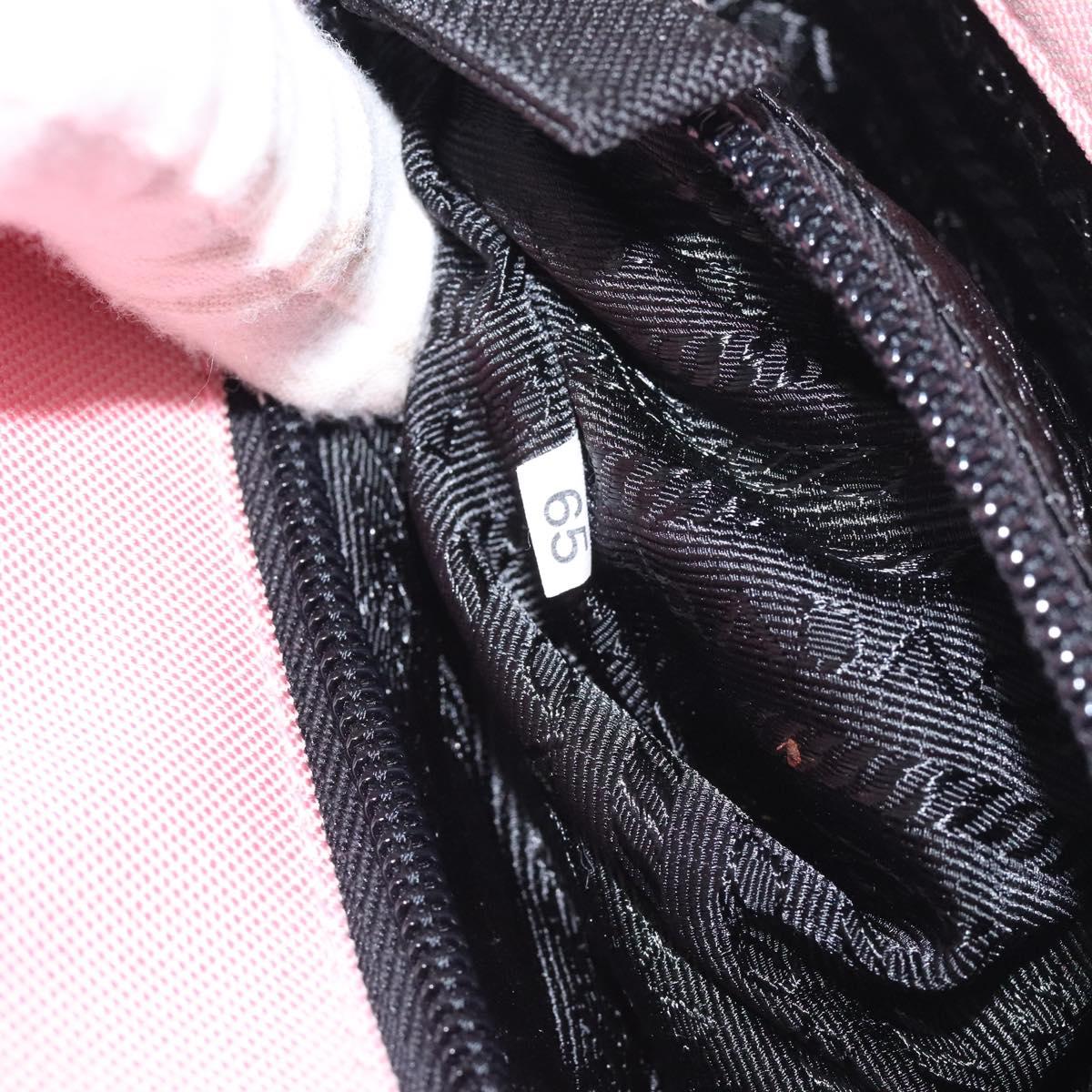 PRADA Shoulder Bag Canvas Pink Silver Auth 127866