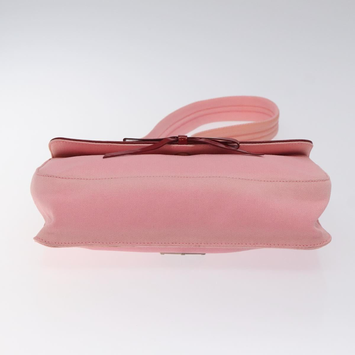 PRADA Shoulder Bag Canvas Pink Silver Auth 127866