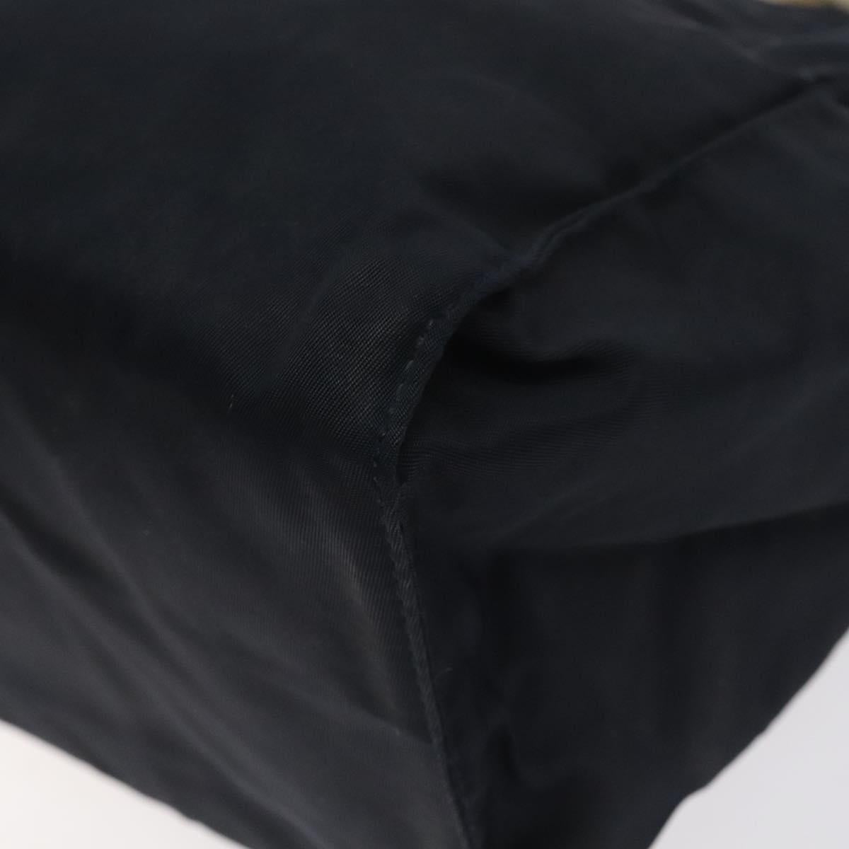 PRADA Hand Bag Nylon Black Gold Auth 127868