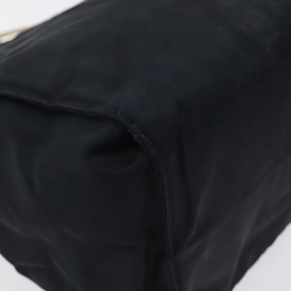 PRADA Hand Bag Nylon Black Gold Auth 127868