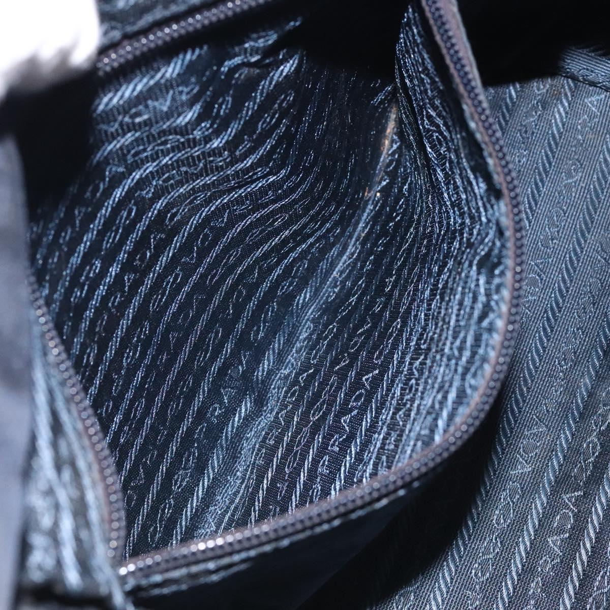 PRADA Hand Bag Nylon Black Gold Auth 127868