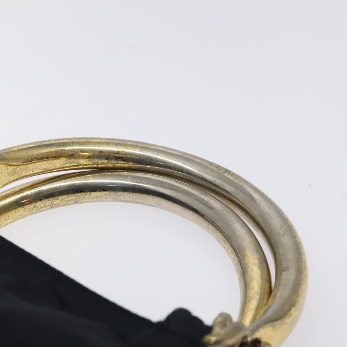 PRADA Hand Bag Nylon Black Gold Auth 127868