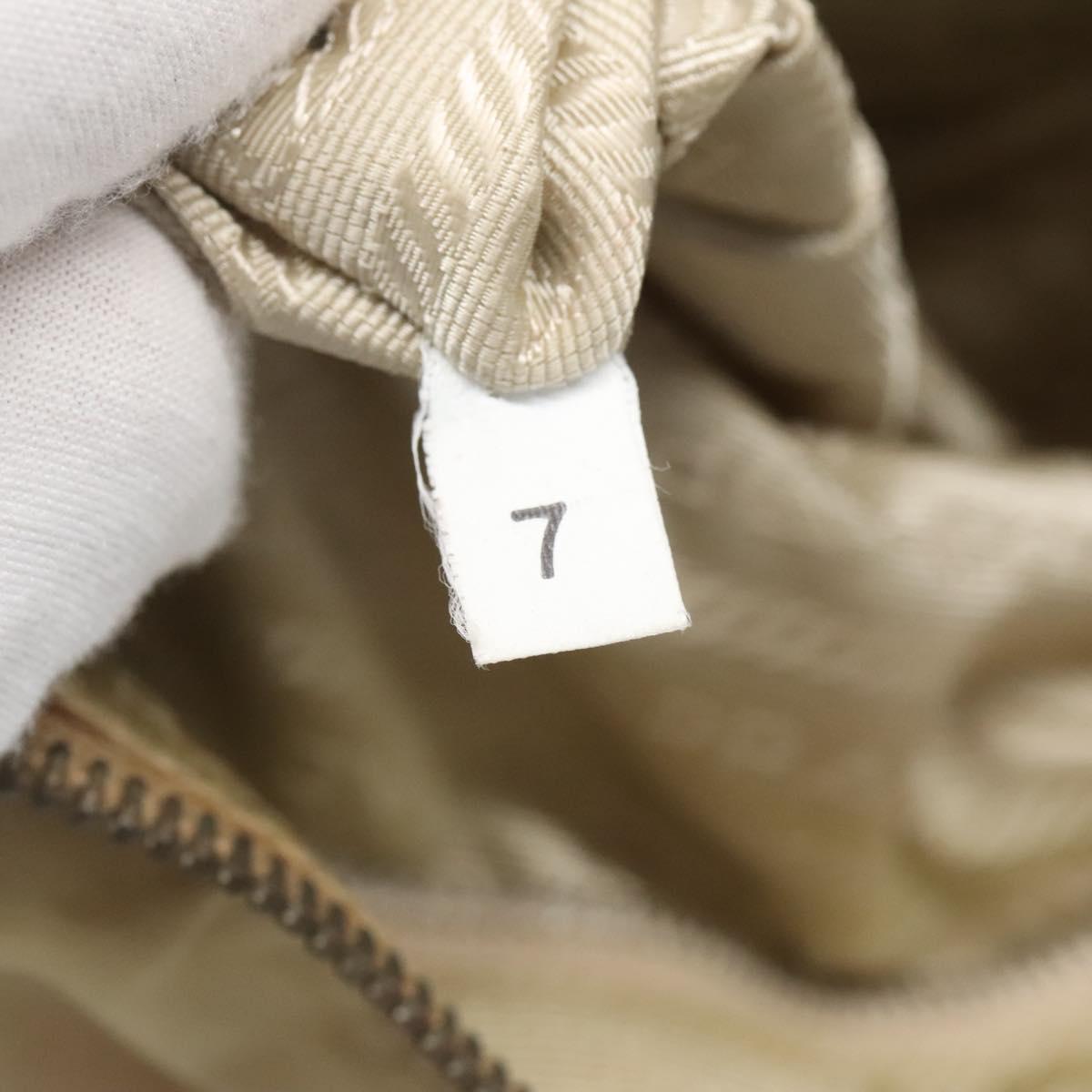 PRADA Hand Bag Nylon Beige Silver Auth 127869
