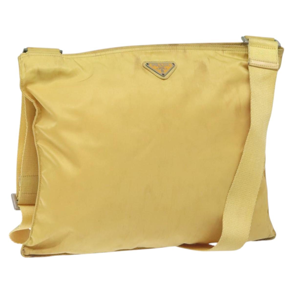 PRADA Shoulder Bag Nylon Yellow Auth 127873