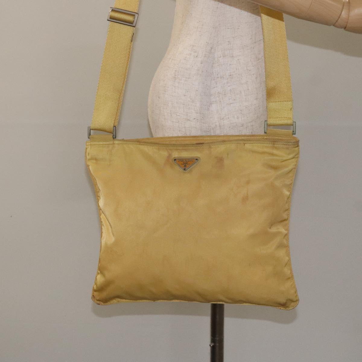 PRADA Shoulder Bag Nylon Yellow Auth 127873