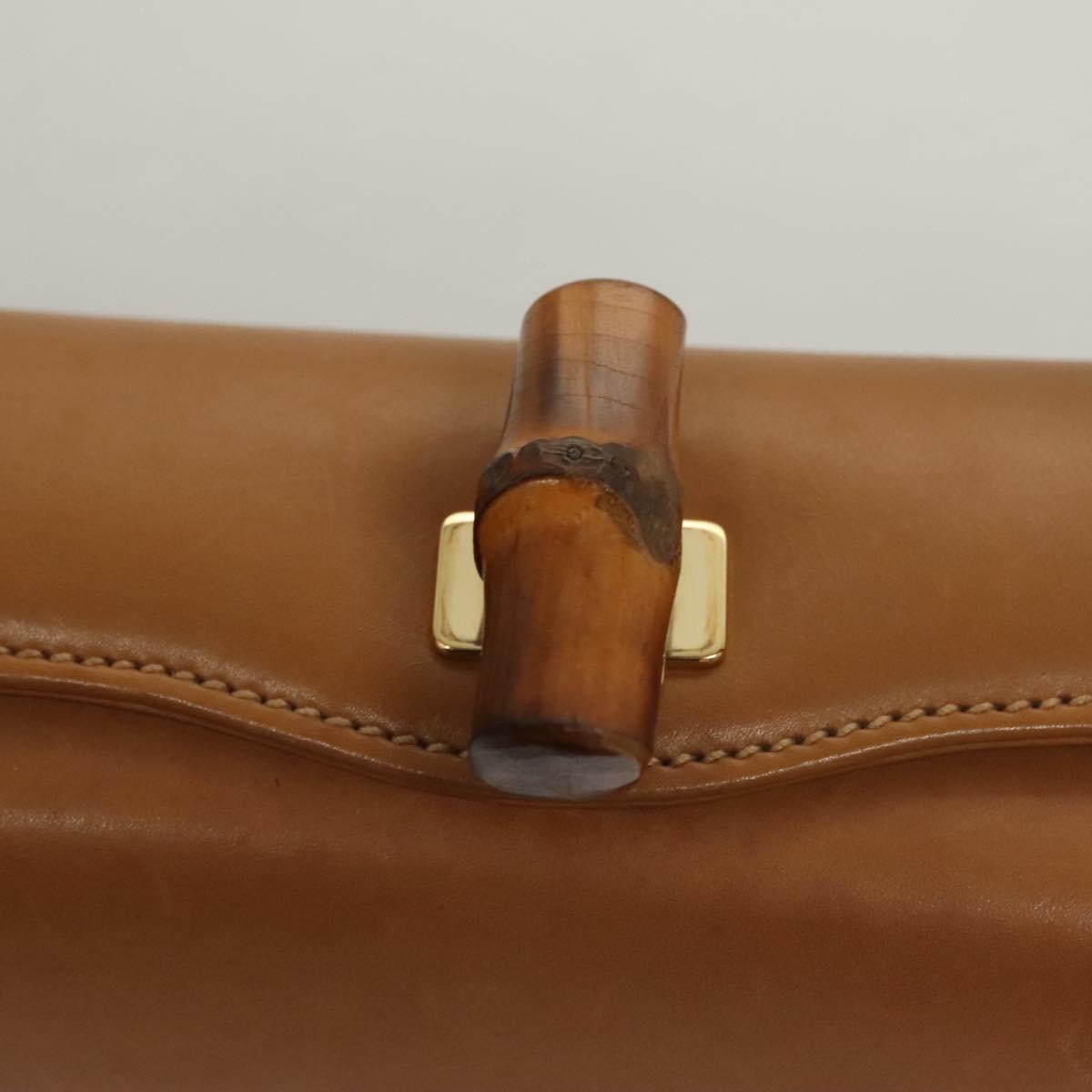 GUCCI Bamboo Hand Bag Leather Brown Gold 000 26 0175 Auth 127876