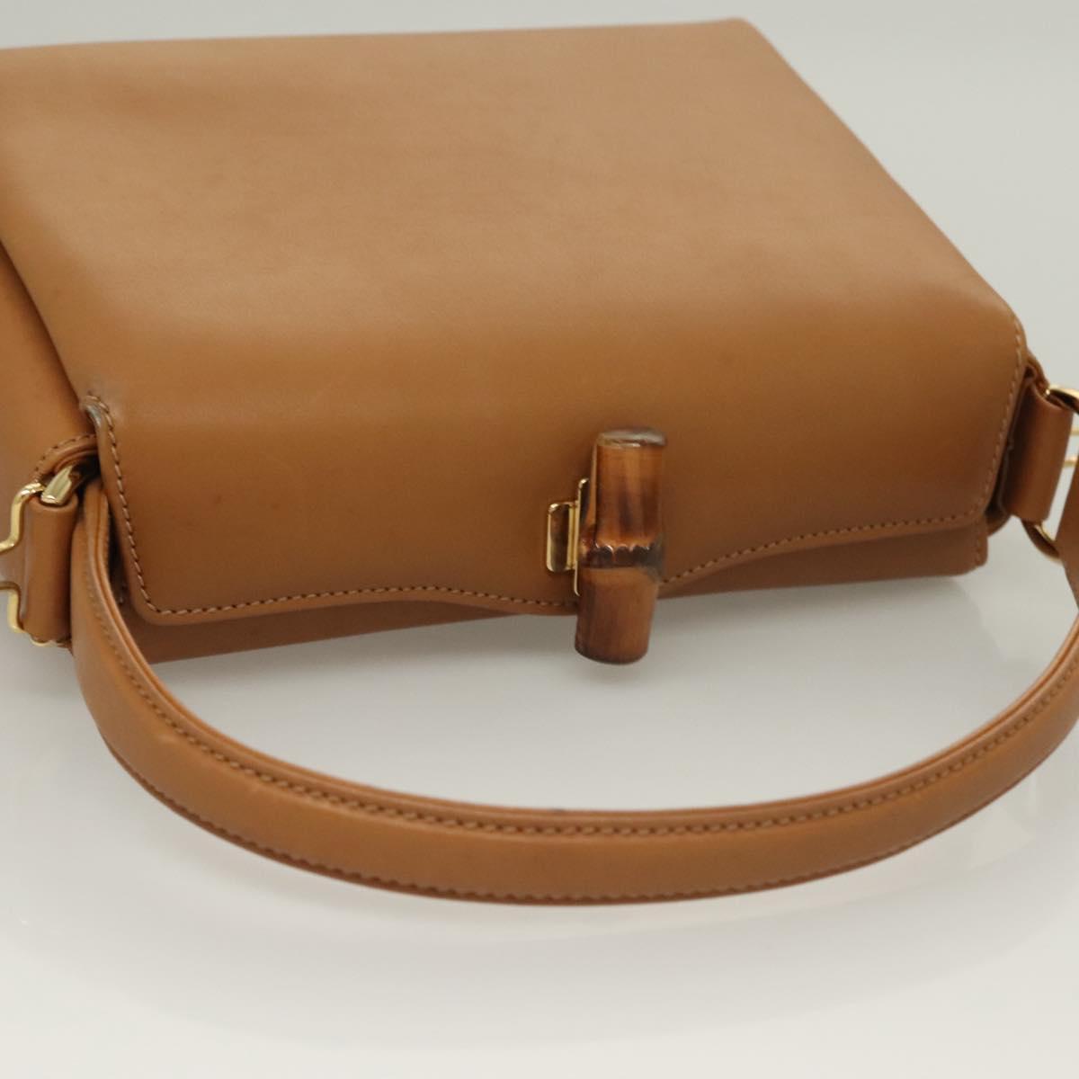 GUCCI Bamboo Hand Bag Leather Brown Gold 000 26 0175 Auth 127876