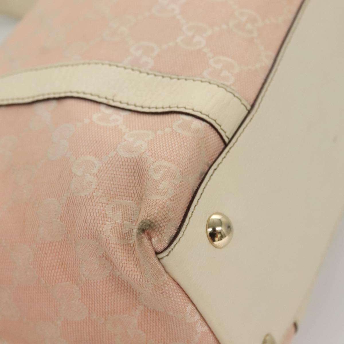 GUCCI GG Canvas Hand Bag Gold Pink 141470 Auth 127877