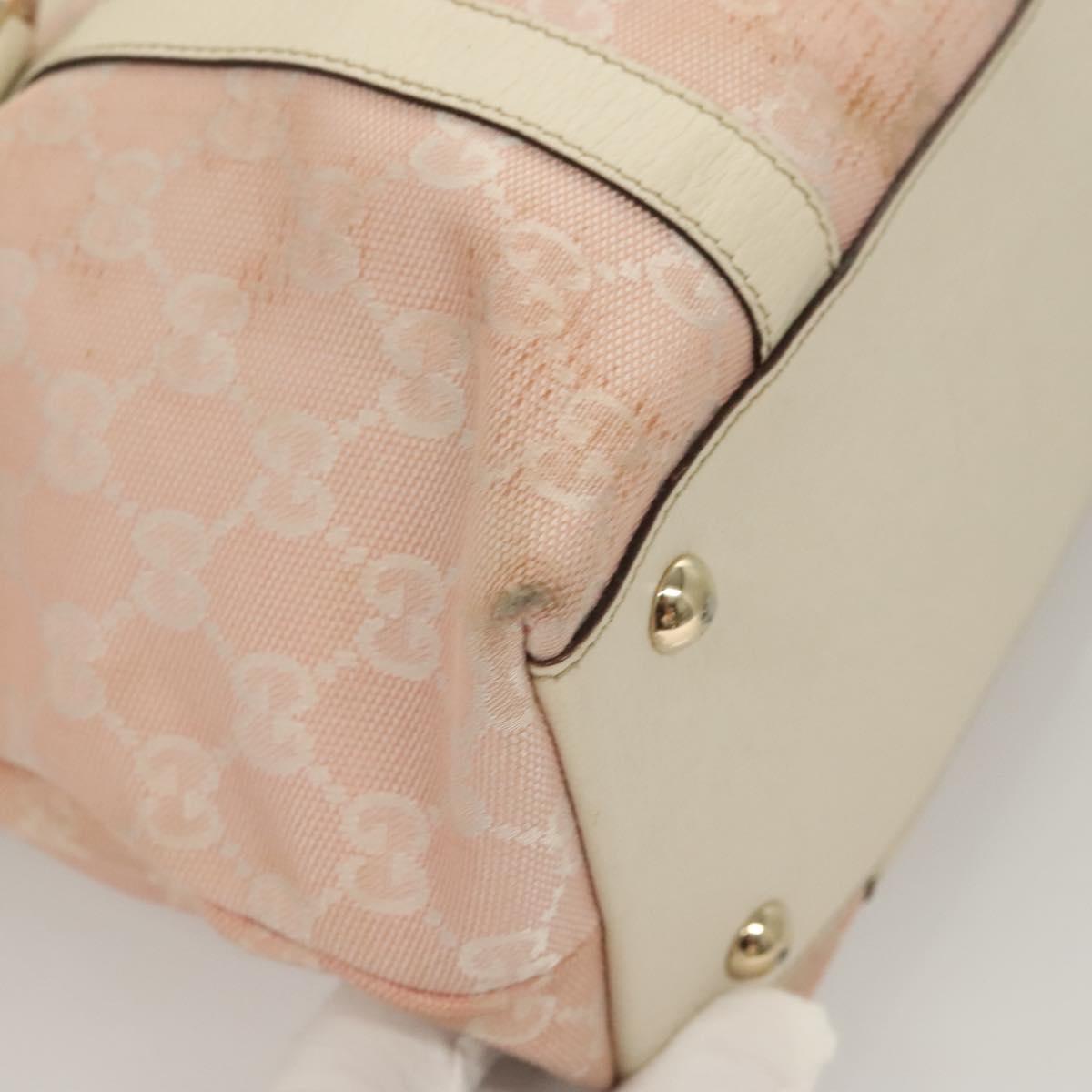 GUCCI GG Canvas Hand Bag Gold Pink 141470 Auth 127877