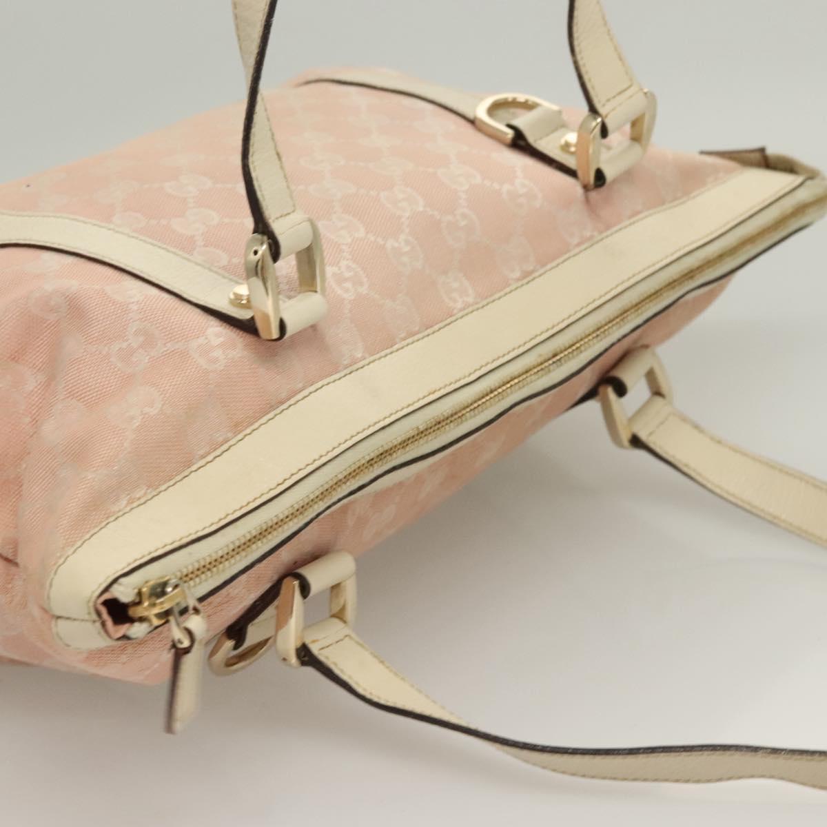 GUCCI GG Canvas Hand Bag Gold Pink 141470 Auth 127877