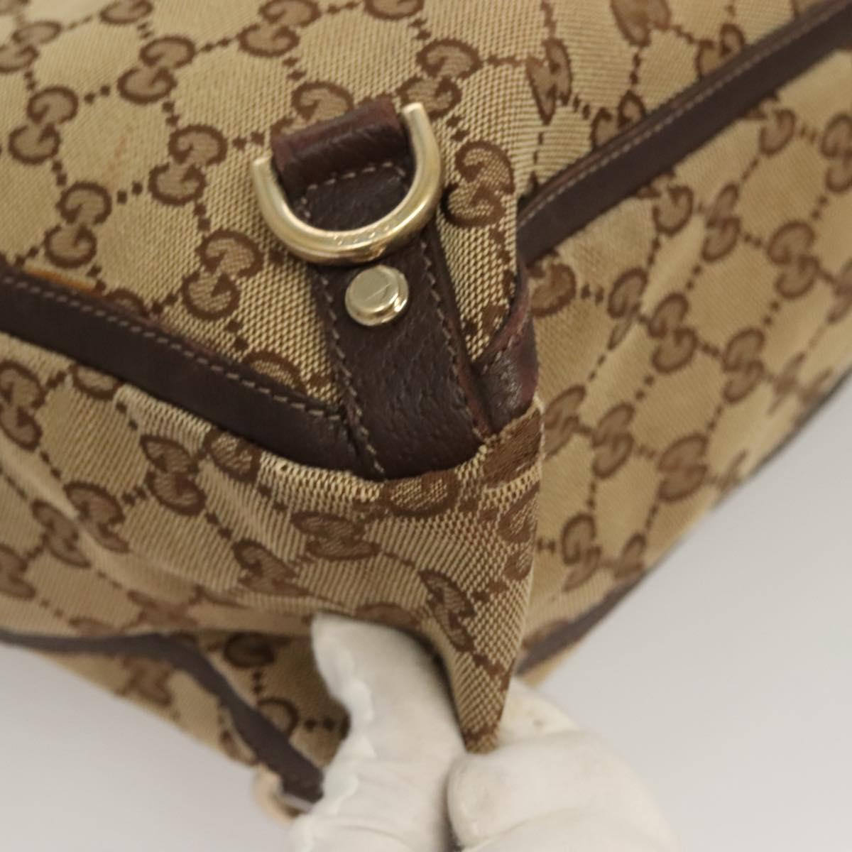 GUCCI GG Canvas Hand Bag Gold Beige 170004 Auth 127879