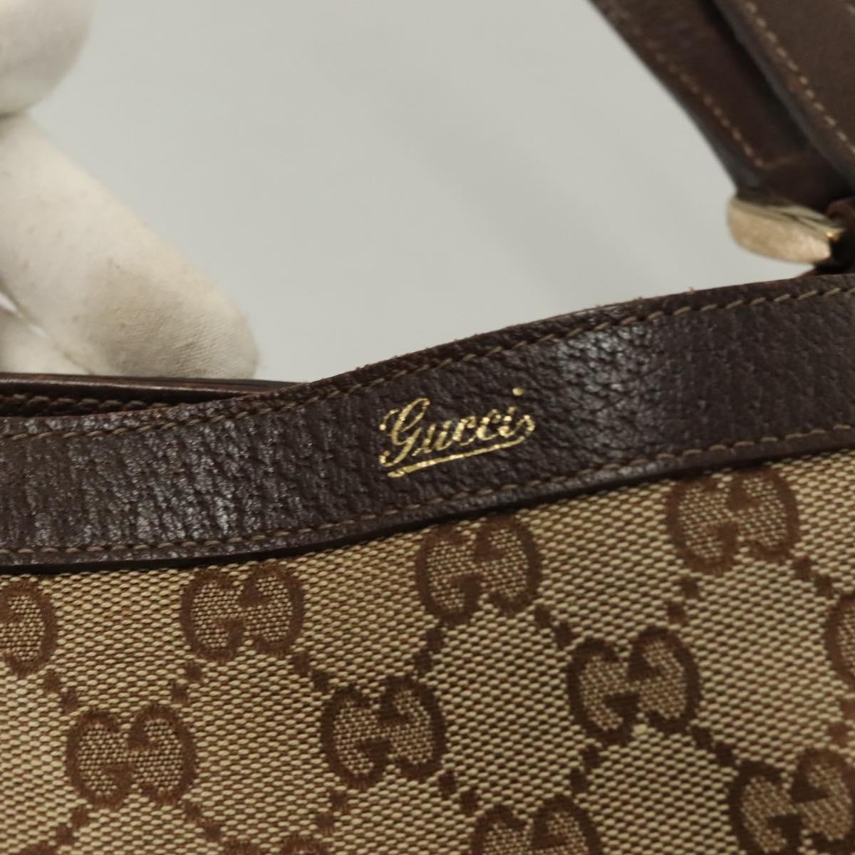 GUCCI GG Canvas Hand Bag Gold Beige 170004 Auth 127879