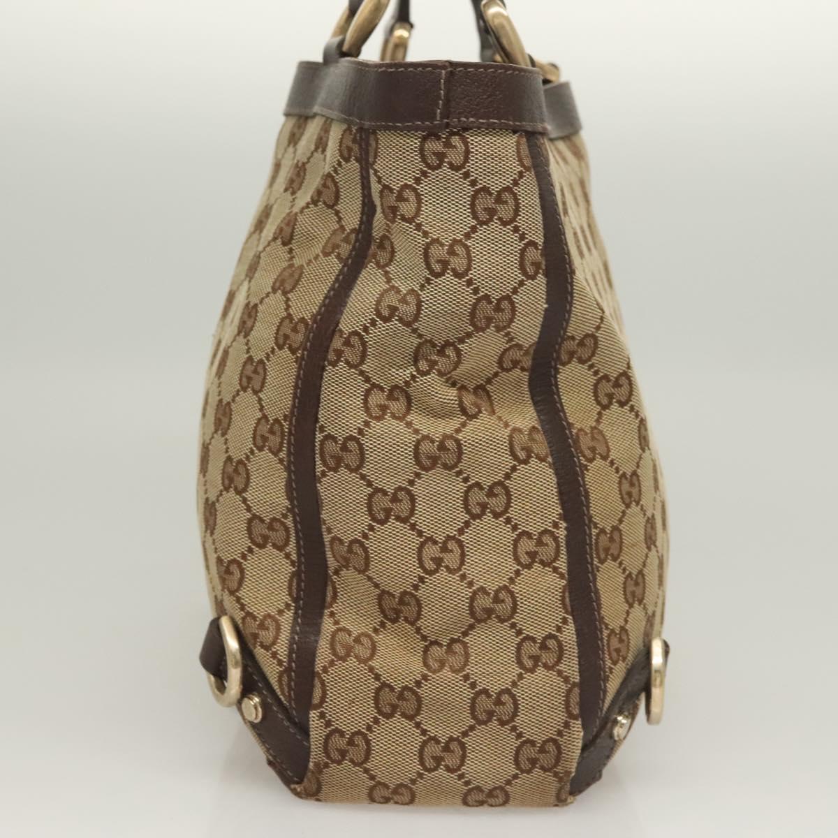 GUCCI GG Canvas Hand Bag Gold Beige 170004 Auth 127879