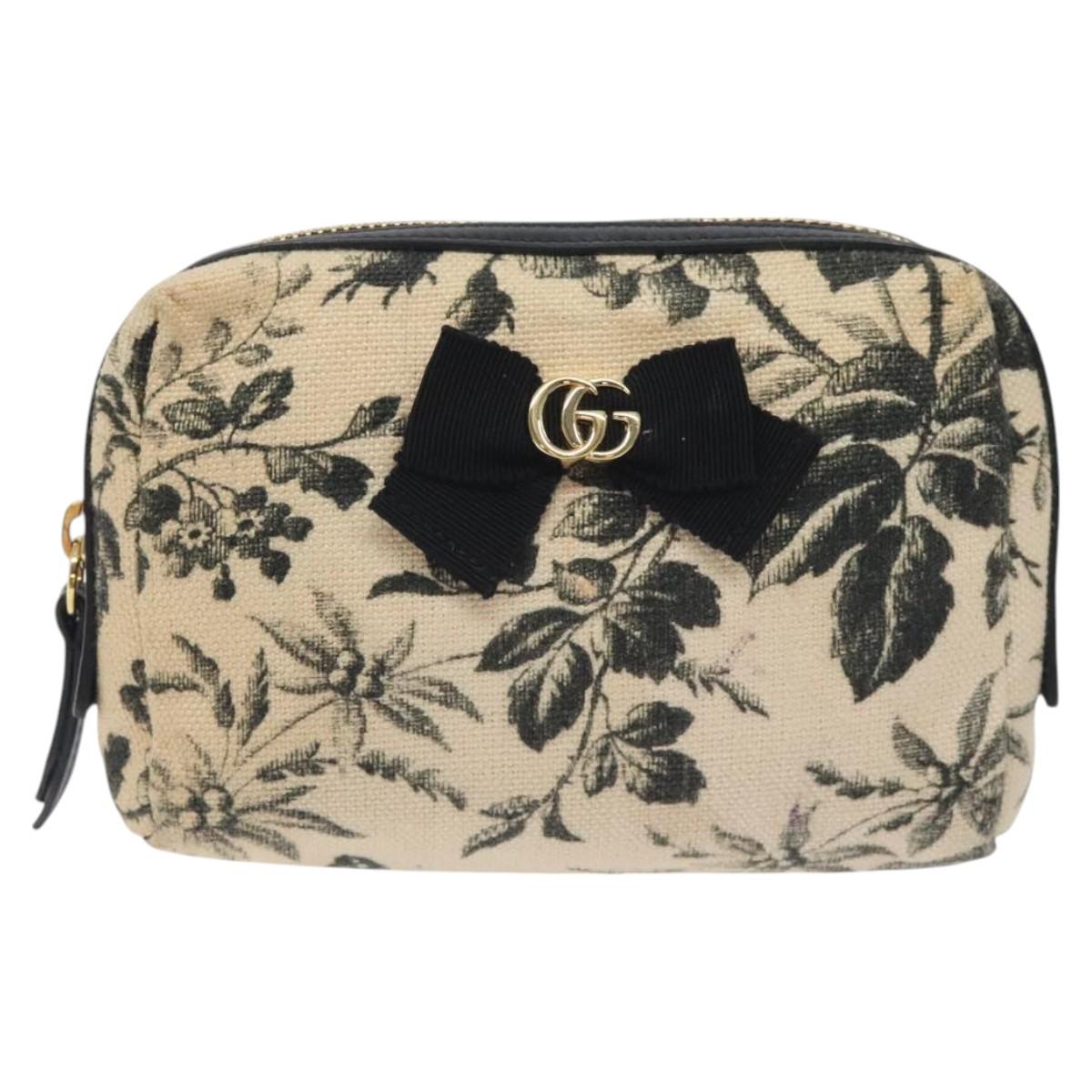 GUCCI Pouch Canvas Beige Gold 442690 Auth 127880