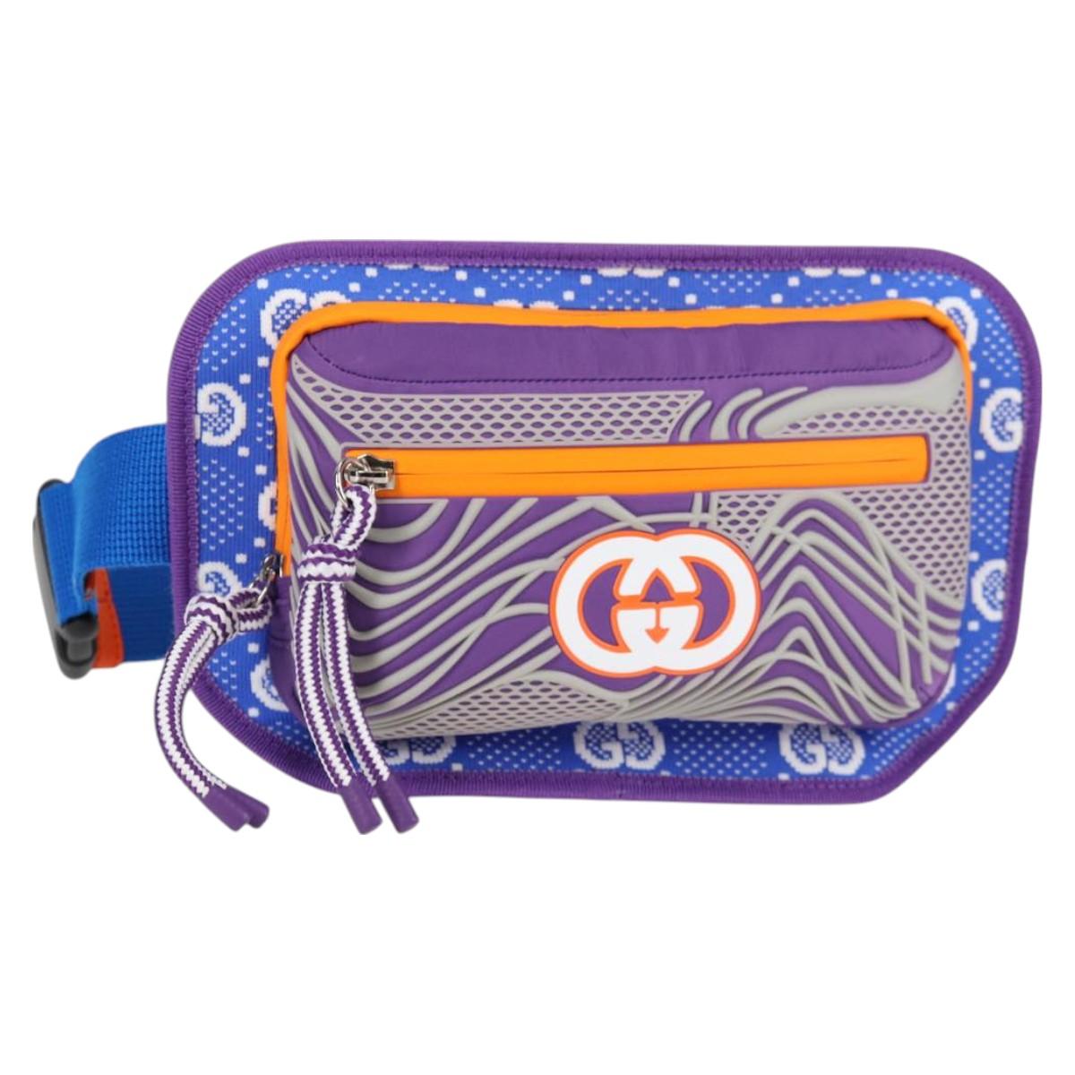 GUCCI Waist bag Nylon Silver Purple 752102 Auth 127885M