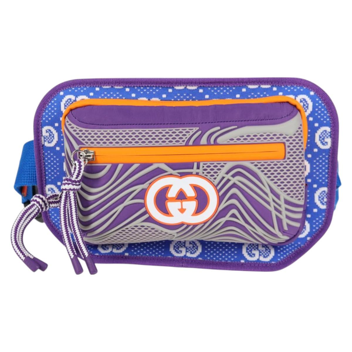 GUCCI Waist bag Nylon Silver Purple 752102 Auth 127885M