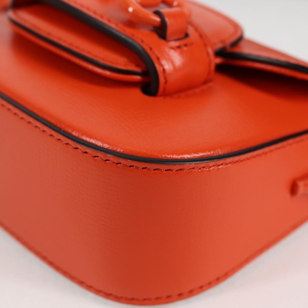 GUCCI Sherry Line Shoulder Bag Leather Orange Red Navy 726863 Auth 127887M