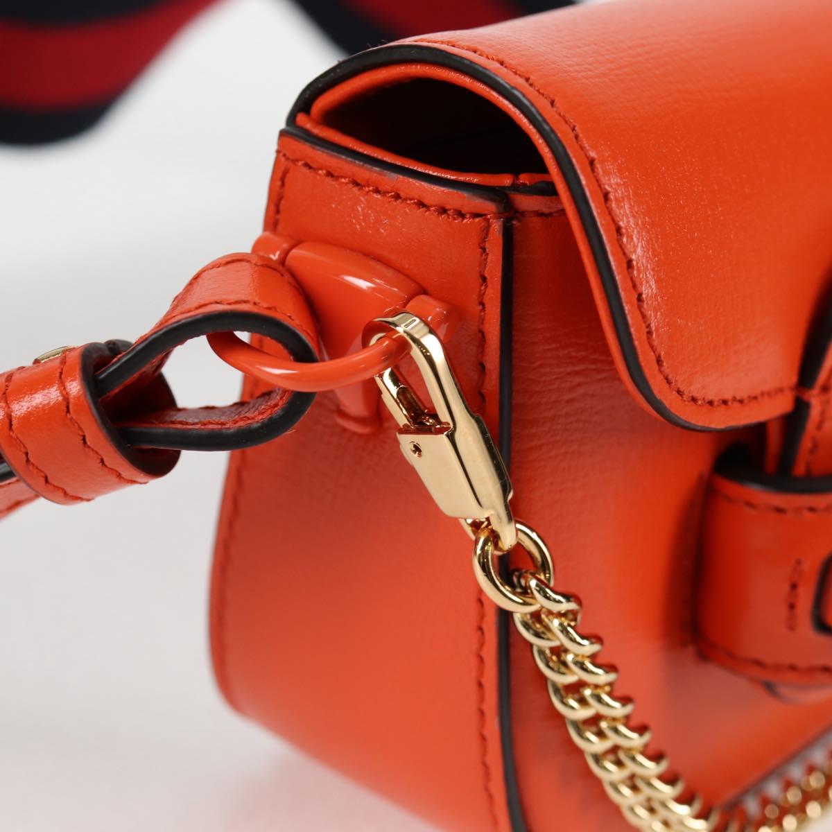 GUCCI Sherry Line Shoulder Bag Leather Orange Red Navy 726863 Auth 127887M