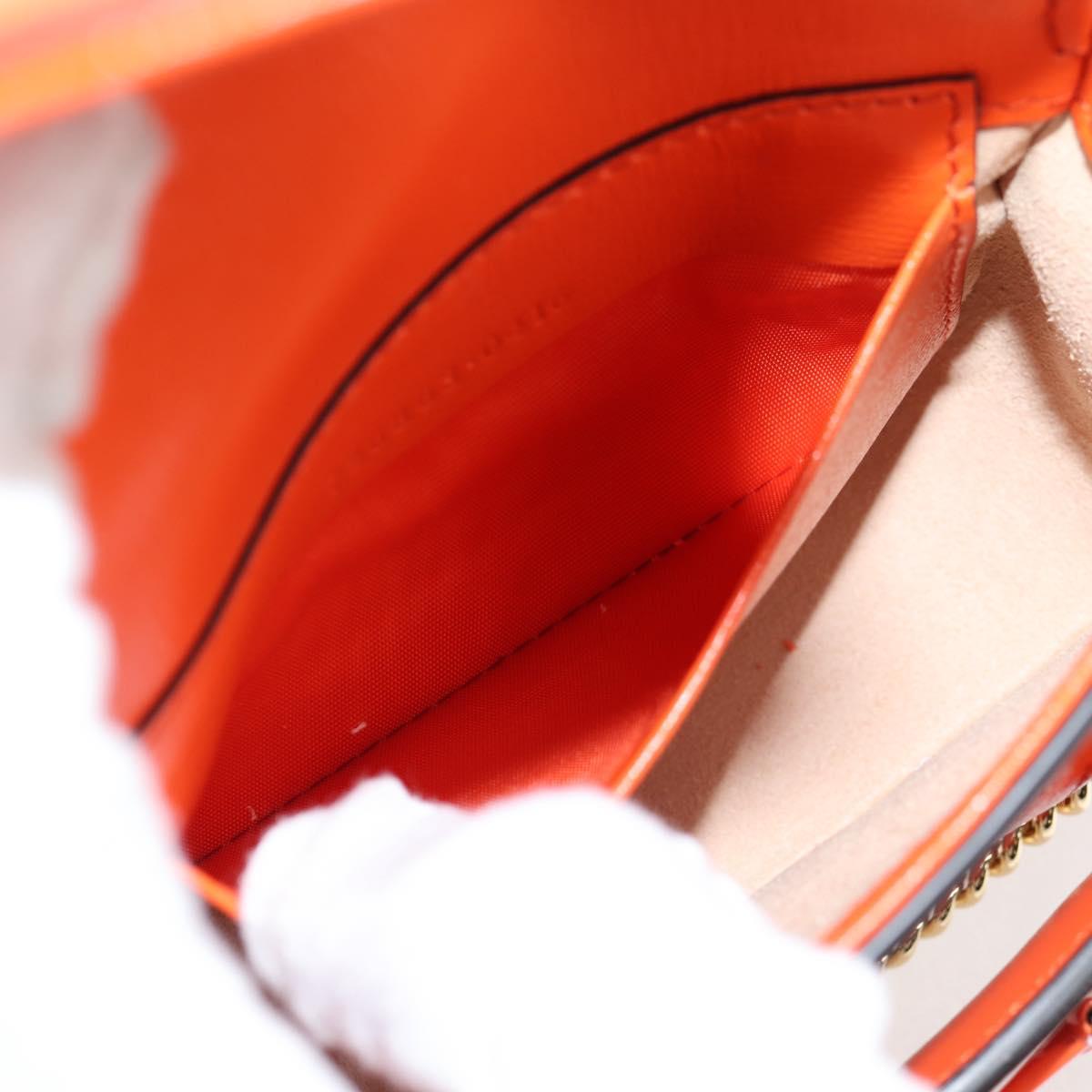 GUCCI Sherry Line Shoulder Bag Leather Orange Red Navy 726863 Auth 127887M