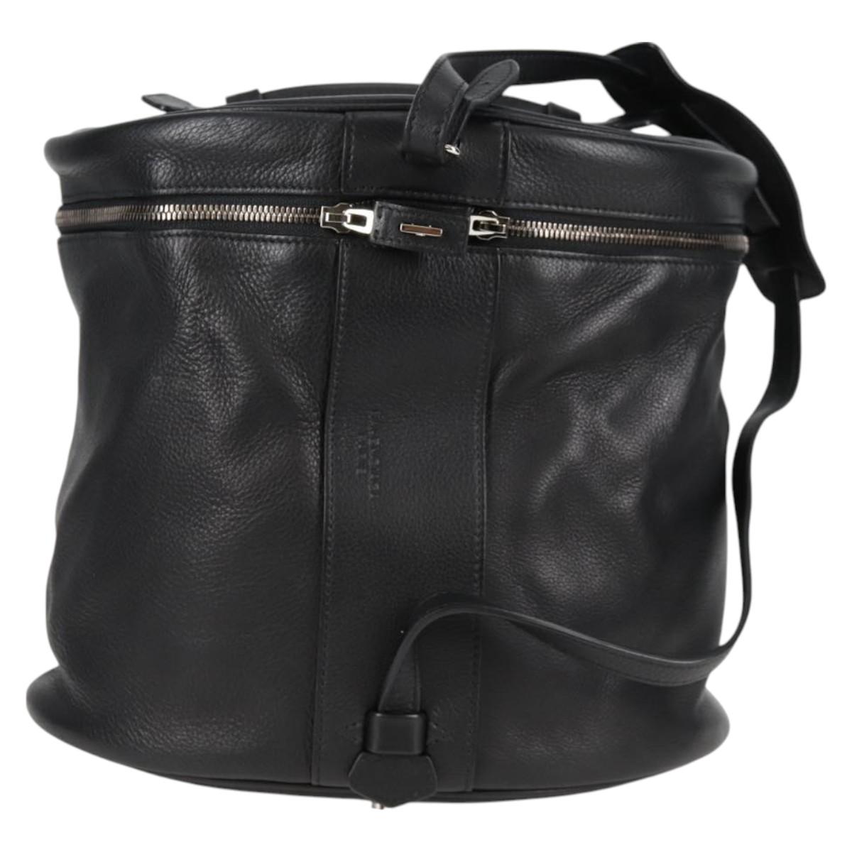 BALENCIAGA Shoulder Bag Leather Black Auth 127888V
