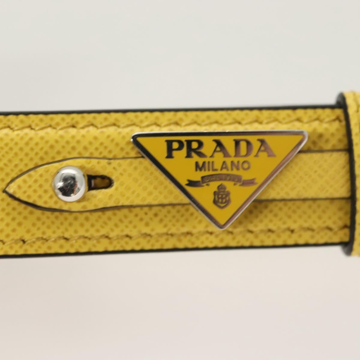 PRADA Key Holder Leather Yellow Auth 127891M