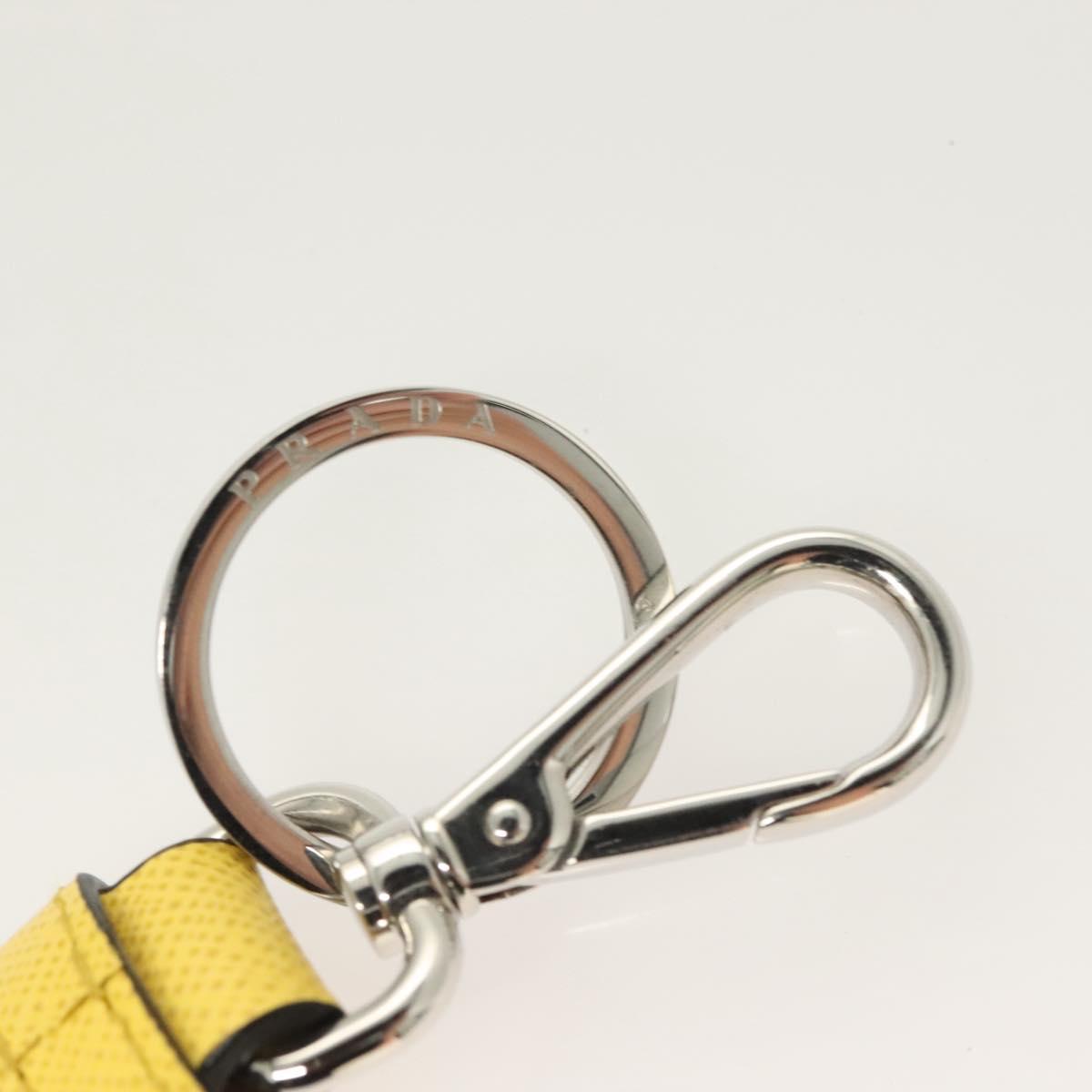 PRADA Key Holder Leather Yellow Auth 127891M