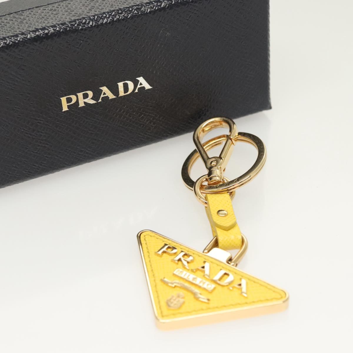PRADA Key Holder Leather Yellow Auth 127892M