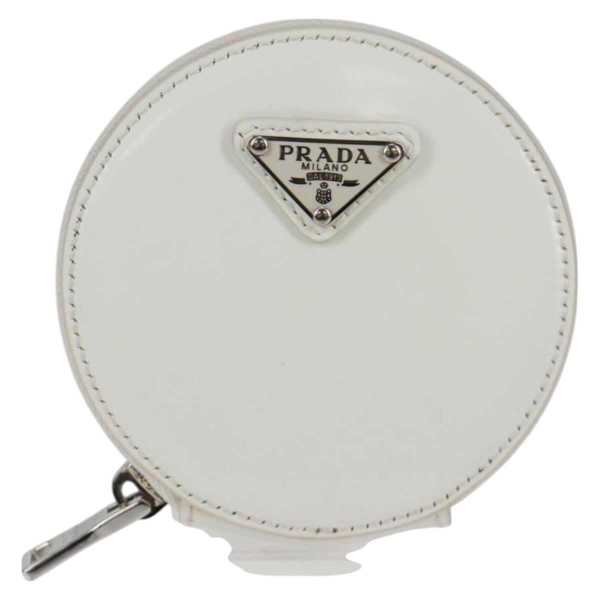 PRADA Coin Purse Patent leather White Auth 127894V