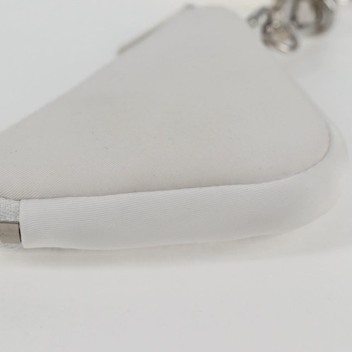 PRADA Shoulder Bag Nylon White Silver Auth 127895V