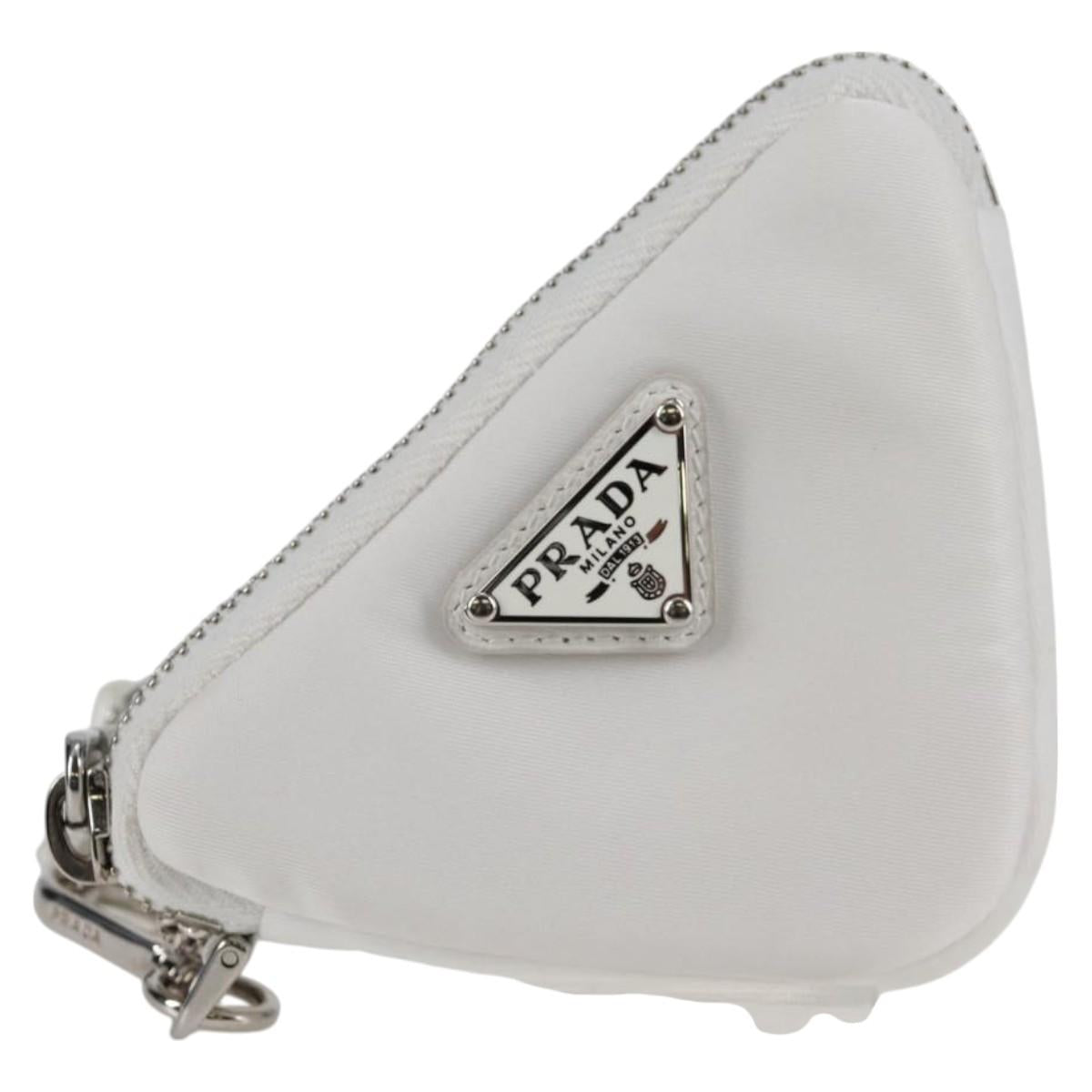 PRADA Shoulder Bag Nylon White Silver Auth 127895V