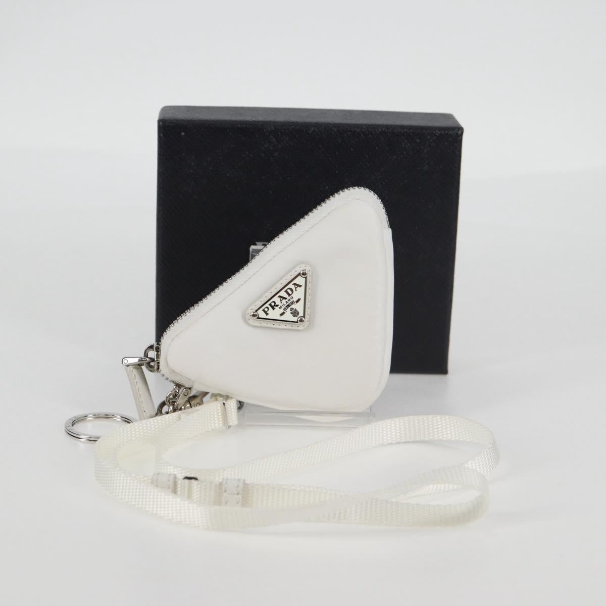 PRADA Shoulder Bag Nylon White Silver Auth 127895V