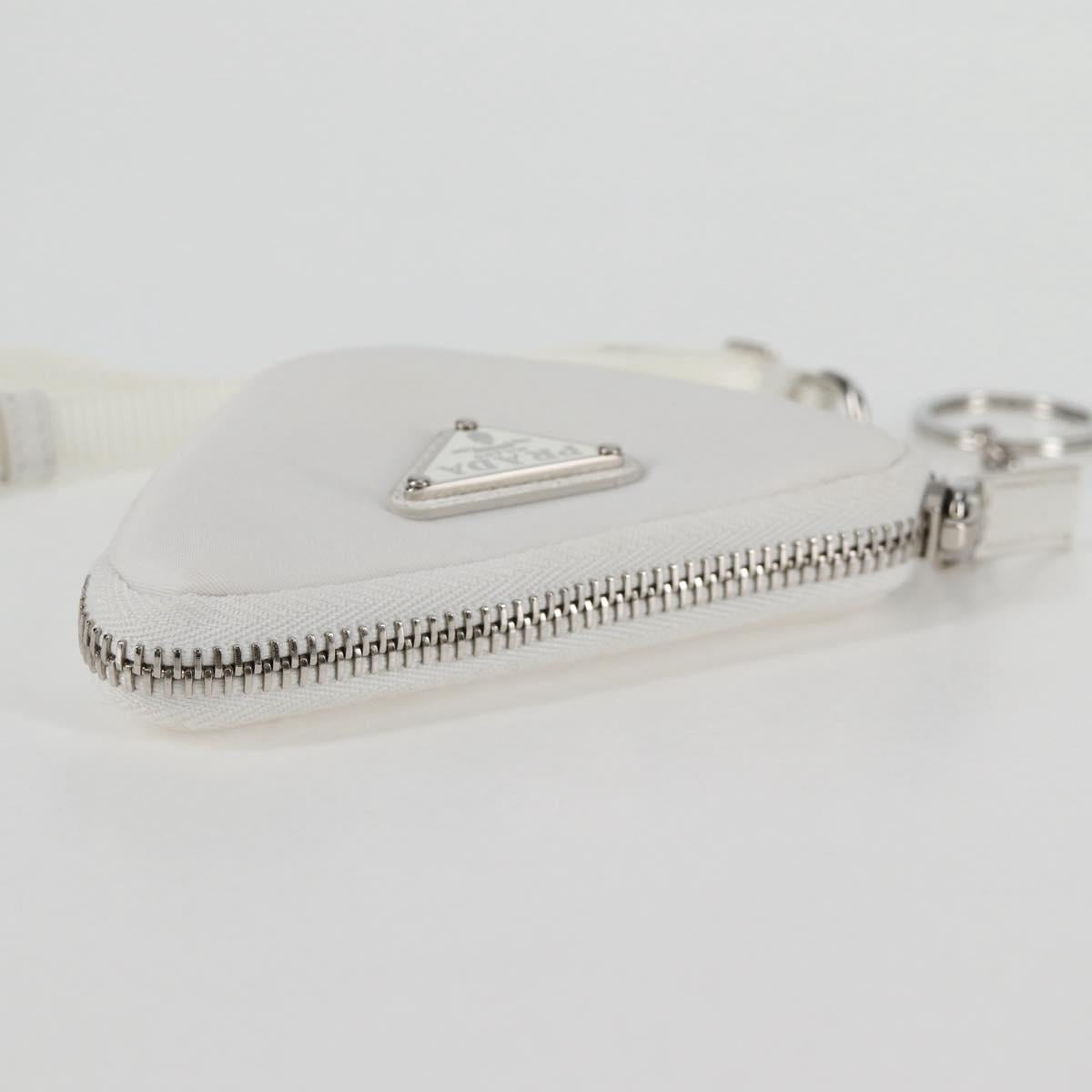 PRADA Shoulder Bag Nylon White Silver Auth 127895V