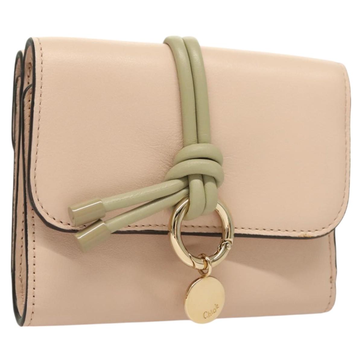 Chloe Wallet Leather Pink Gold Auth 127897V