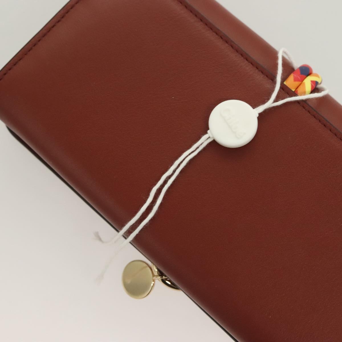 Chloe Wallet Leather Brown Gold Auth 127898V