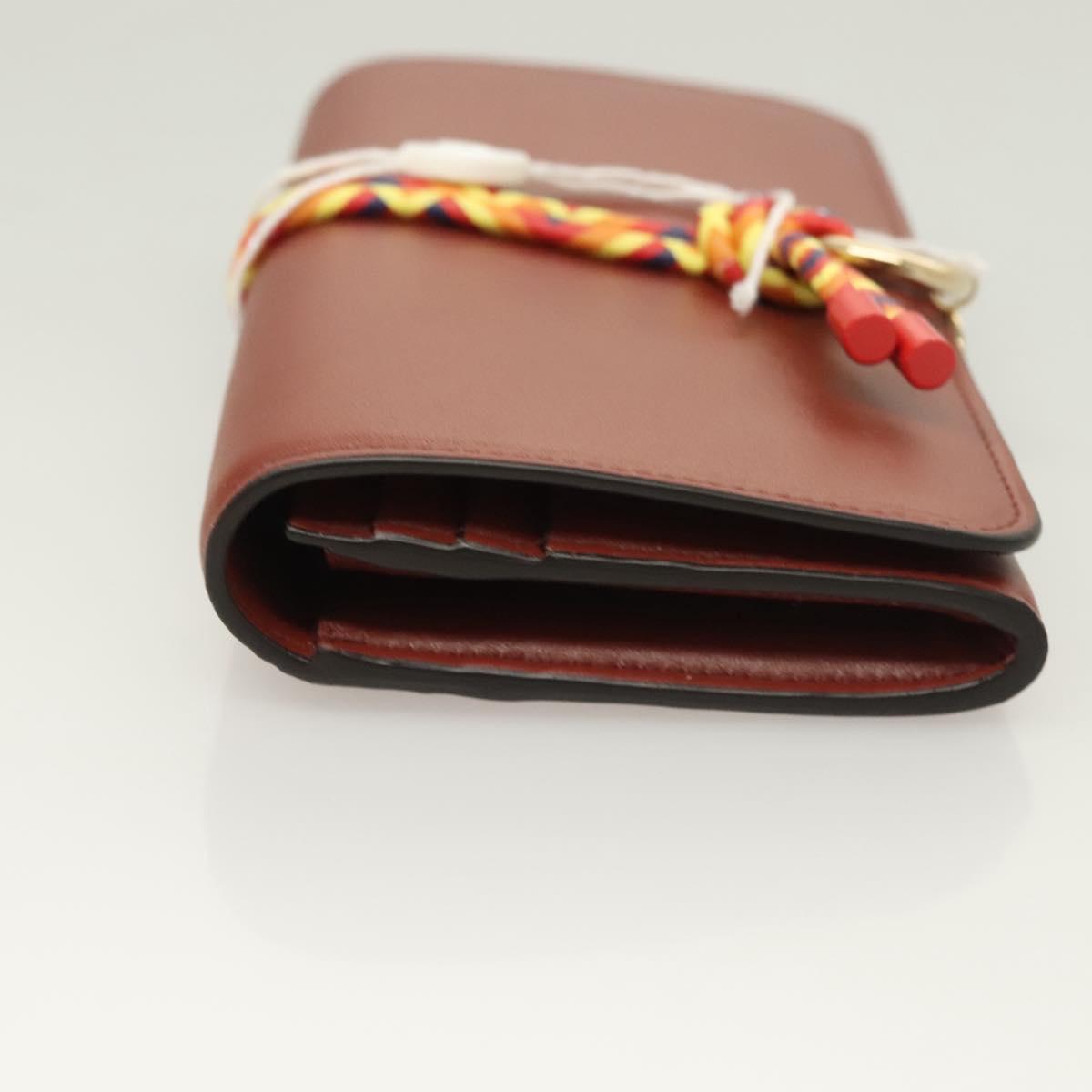 Chloe Wallet Leather Brown Gold Auth 127898V