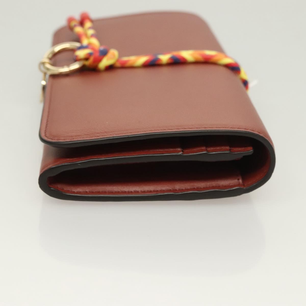 Chloe Wallet Leather Brown Gold Auth 127898V
