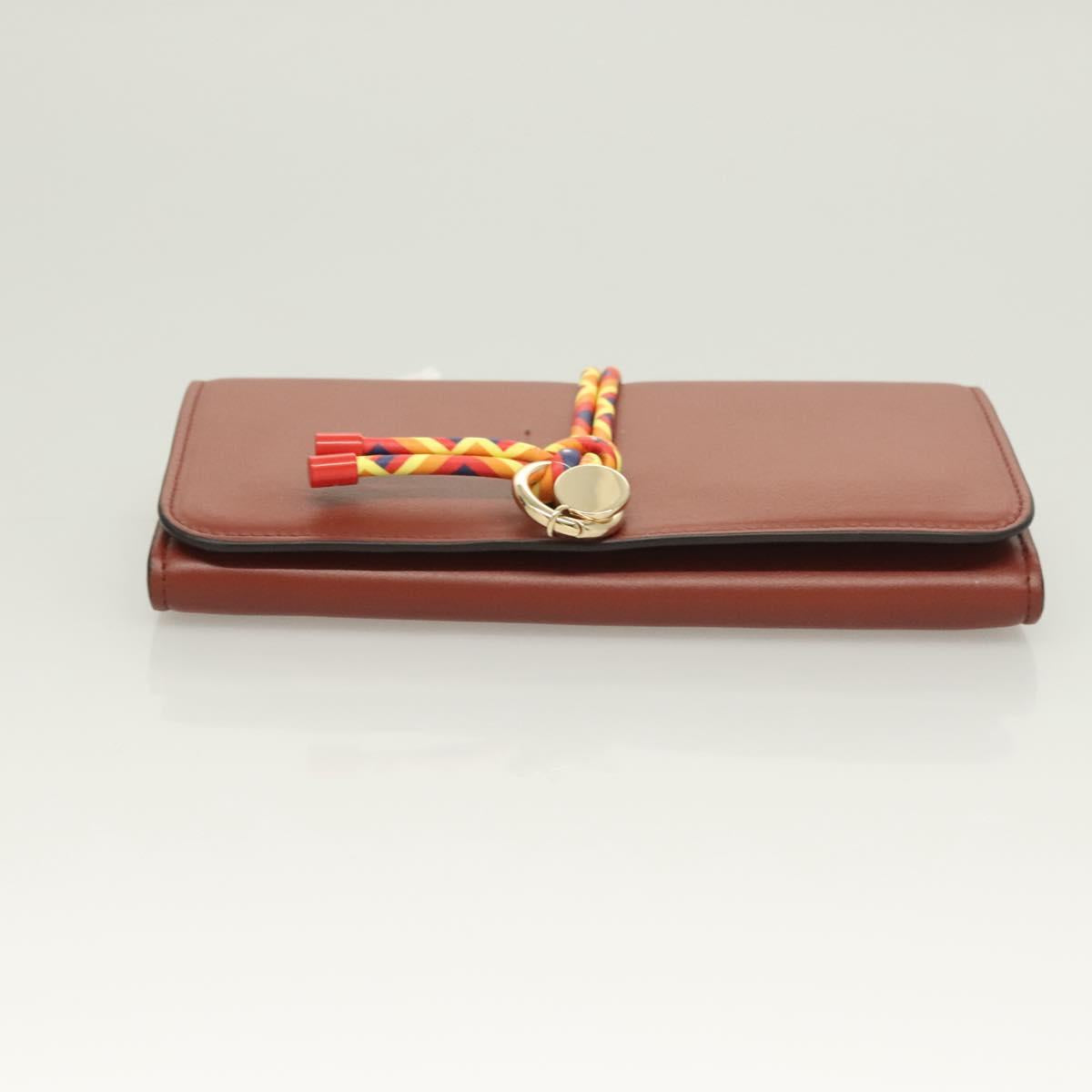 Chloe Wallet Leather Brown Gold Auth 127898V