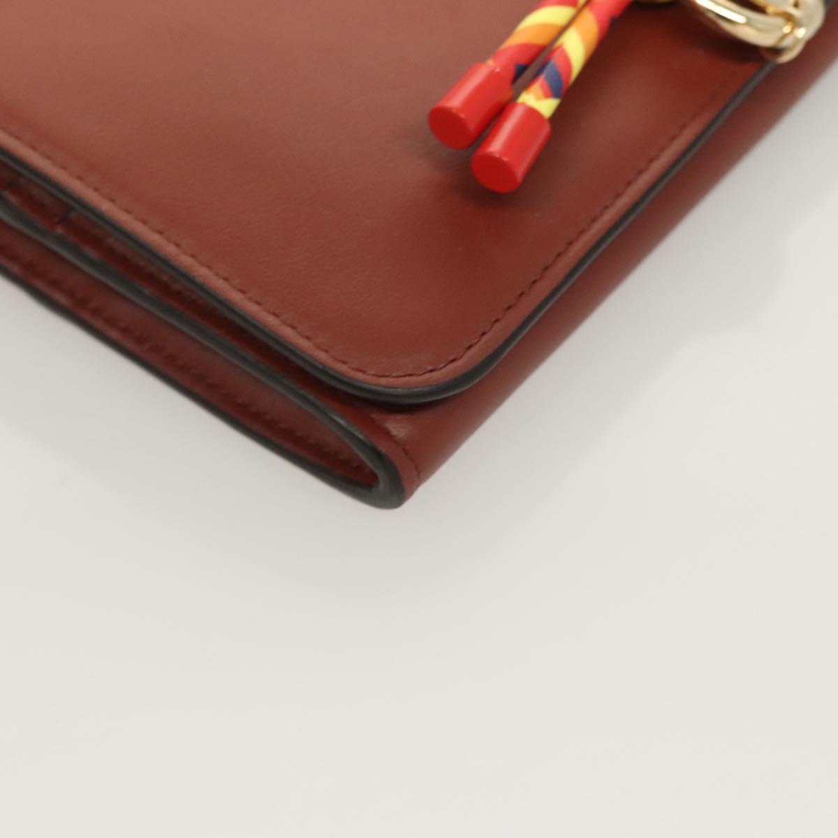 Chloe Wallet Leather Brown Gold Auth 127898V