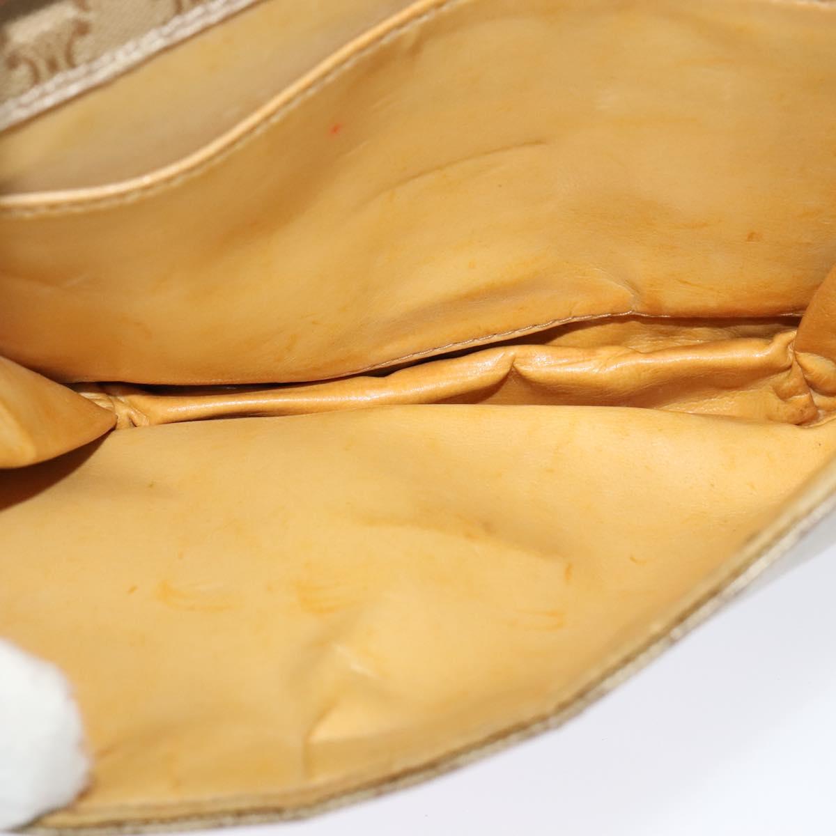 CELINE Macadam Canvas Shoulder Bag Beige Gold Auth 127903