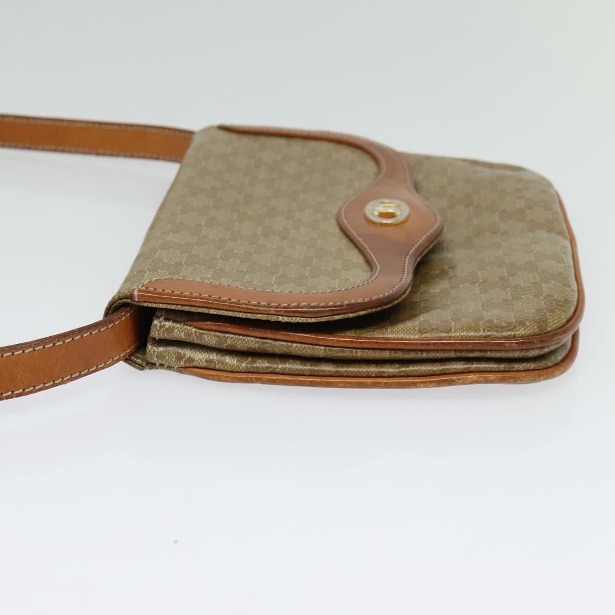 CELINE Macadam Canvas Shoulder Bag Beige Gold Auth 127903