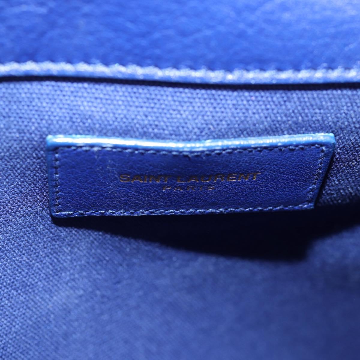 SAINT LAURENT Shoulder Bag Leather 2way Blue Gold 313456 Auth 127908V