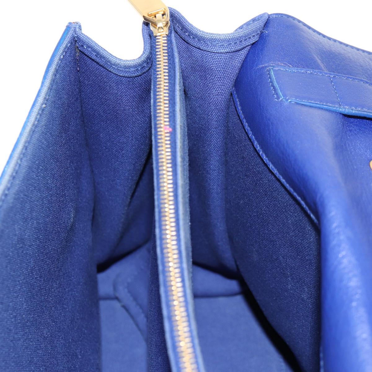 SAINT LAURENT Shoulder Bag Leather 2way Blue Gold 313456 Auth 127908V
