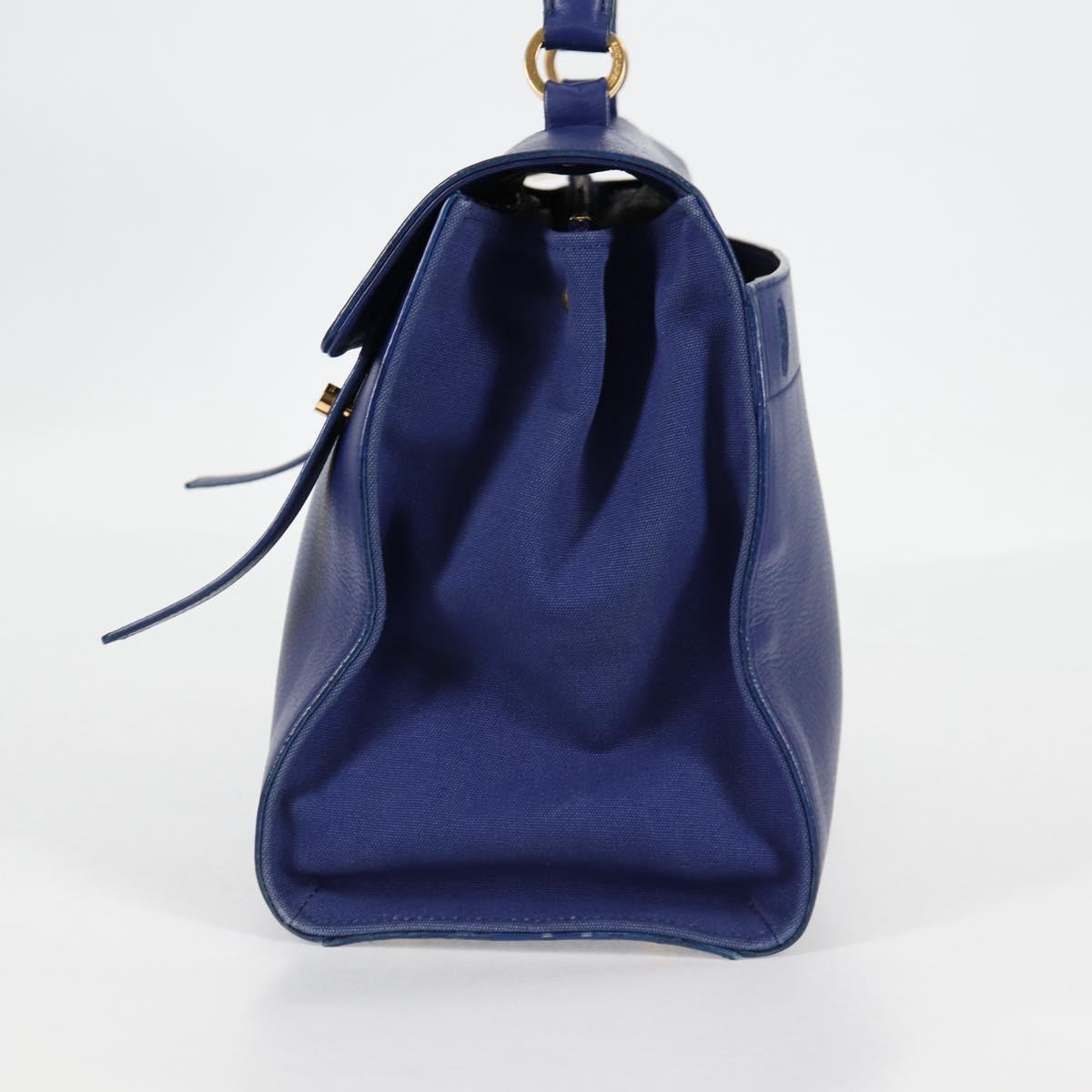SAINT LAURENT Shoulder Bag Leather 2way Blue Gold 313456 Auth 127908V