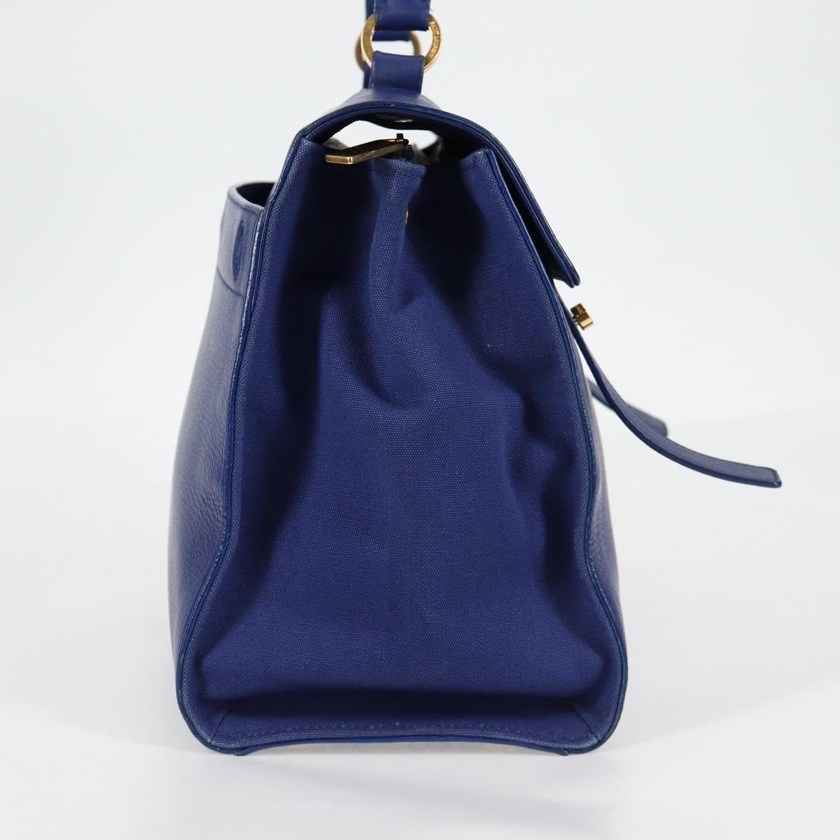 SAINT LAURENT Shoulder Bag Leather 2way Blue Gold 313456 Auth 127908V