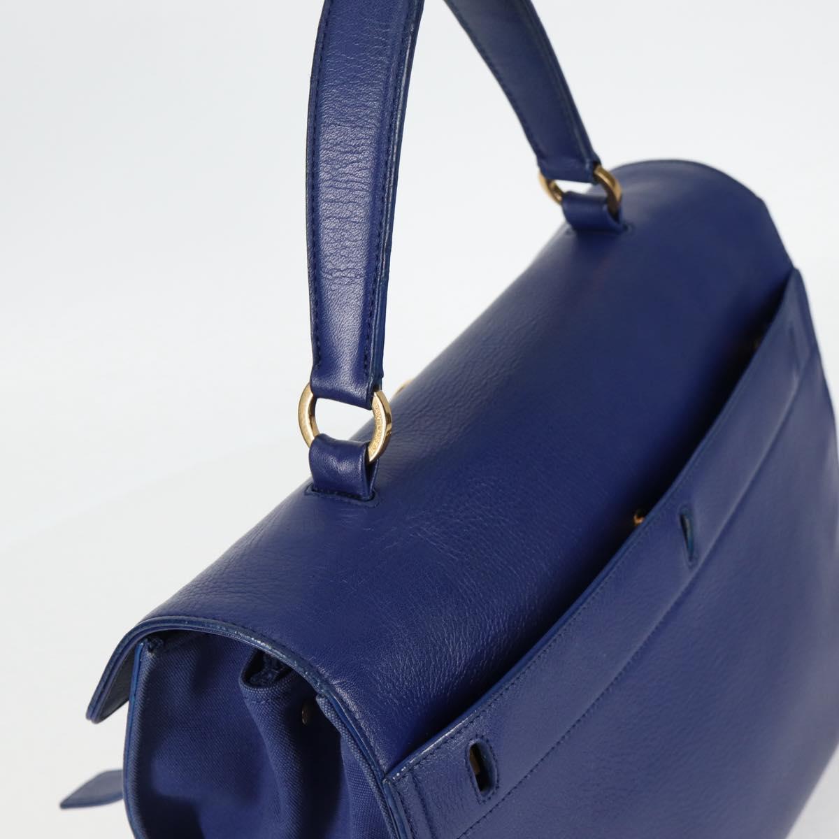 SAINT LAURENT Shoulder Bag Leather 2way Blue Gold 313456 Auth 127908V
